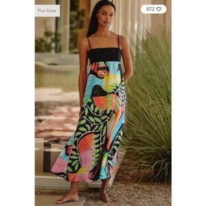 Celandine Dress Medium Carla Petelski Printed Cotton Midi Coloful Artzy Boho Chi